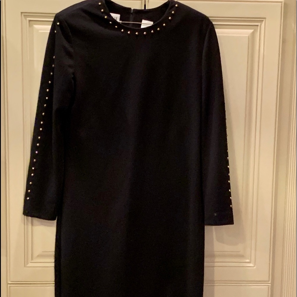 Leslie Fay black dress With gold studs